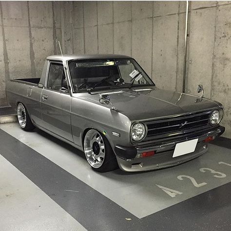 Datsun 1200 UTE on ATS Cup wheels Nissan 1400, Nissan Pickup Truck, Datsun Sunny, Datsun 1600, Datsun Pickup, Datsun Car, Pickup Car, Lowrider Trucks, Nissan Trucks