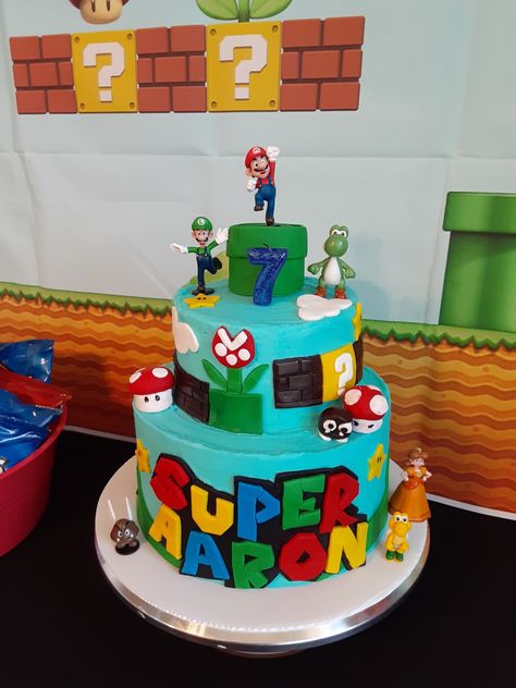 Toad Birthday Cake Mario Party, Mariokart Rainbow Road Cake, Super Mario Round Cake, Mario Cake 2 Tier, Super Mario Birthday Cake, 3 Tier Birthday Cake, Super Mario Single Tier Cake, Mario Bros Cake, Mario Birthday Cake