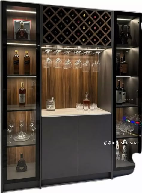 Small Bar Cabinets For Home, Corner Bar Ideas For Home, Corner Bar Ideas, Bar Wall Design, Small Bar Cabinet, Home Wine Bar, Modern Bar Cabinet, Home Bar Areas, Home Bar Cabinet