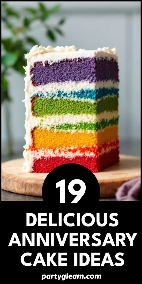 Explore 19 delicious anniversary cake ideas, featuring a vibrant rainbow cake and other creative designs that are perfect for celebrating special occasions. Anniversary Cake Ideas, Fondant Creations, Sweet Ideas, Anniversary Ideas, Anniversary Cake, Party Celebration, Rainbow Design, Anniversary Party, Anniversary Parties