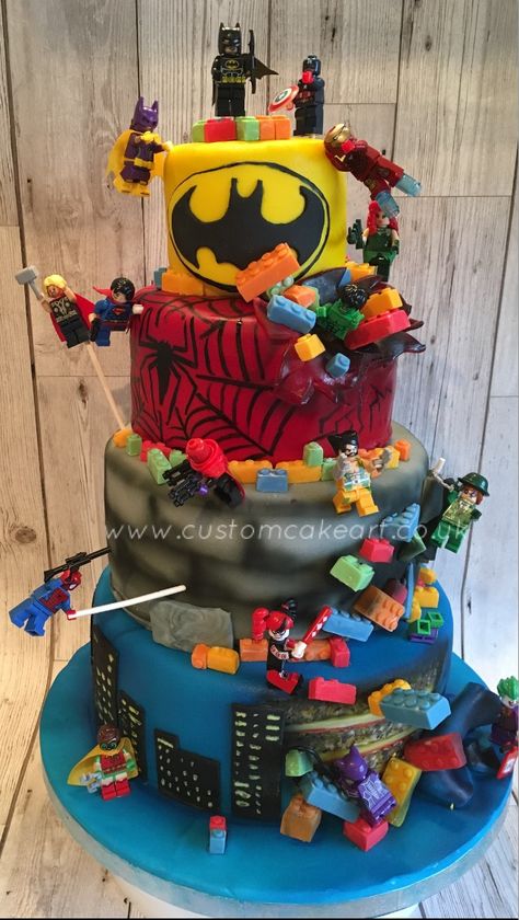 Lego Avengers Cake, Superhero Cake For Boys, Marvel Cake Ideas, Lego Superhero Cake, Ultimate Desserts, Team Titans, 6th Birthday Boys, Marvel Birthday, Lego Birthday Cake