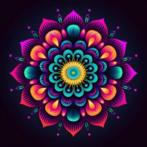 Neon Mandala, Mandala Art Design, Design With Color, Colorful Gradient, Mandala Vector, Free Business Card Mockup, Mandala Design Art, Business Card Maker, Craft Art