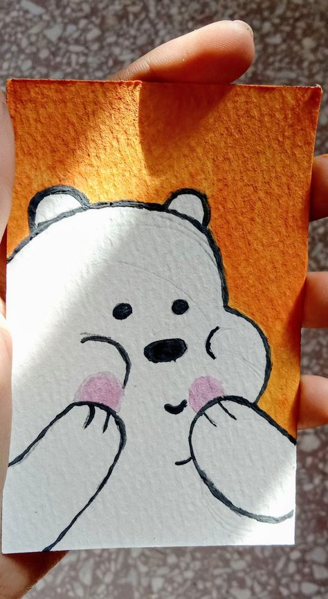 We Bare Bears Painting Easy, We Bare Bears Polaroid Painting, Bare Bear Painting, We Bare Bears Painting Canvas, Ice Bear Painting, Ice Bear Drawing, We Bare Bears Painting, We Bare Bears Drawing, Cute Ice Bear