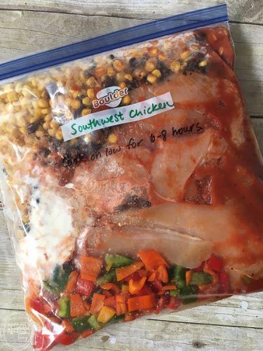 Southwest chicken crock pot recipe is easy and delicious. It can even be frozen for a busy weeknight. Black Bean And Corn Salsa, Chicken Freezer, Slow Cooker Black Beans, Black Bean And Corn, Chicken Freezer Meals, Freezer Dinners, Slow Cooker Freezer Meals, Freezer Friendly Meals, Freezable Meals