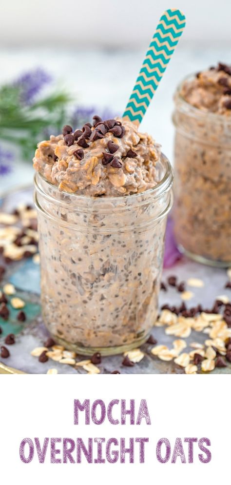 Mocha Overnight Oats, Protein Overnight Oats, Oat Recipes Healthy, Overnight Oats Recipe Healthy, Overnight Oats Healthy, Overnight Oatmeal, Overnight Oats Recipe, Oats Recipes, Chocolate Chip Cookie Dough