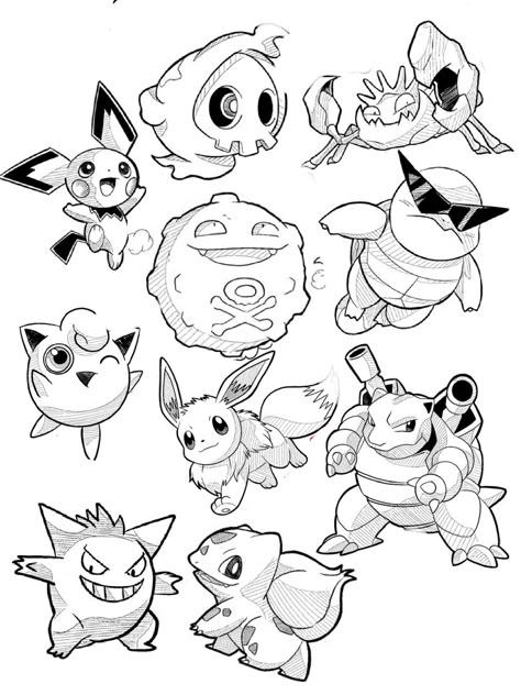 Pikachu Tattoo, Pokemon Sketch, Cartoon Character Tattoos, Pokemon Tattoo, Flash Tattoo Designs, Pokemon Coloring Pages, Tattoo Design Book, Pokemon Coloring, Cartoon Tattoos