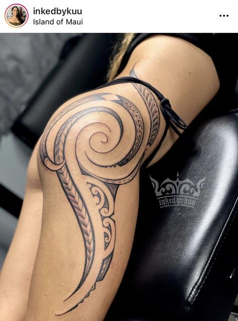 Maori Tattoo Frau, Tato Maori, Tato Tradisional, Polynesian Tattoos Women, Rabbit Tattoo, Hip Thigh Tattoos, Maori Tattoo Designs, Hip Tattoos Women, Leg Tattoos Women