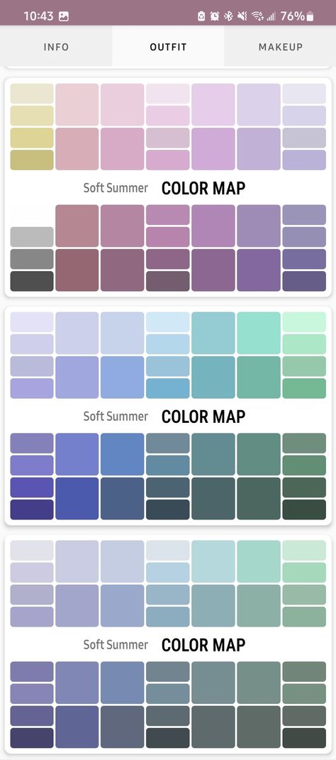 Soft Summer Style Guide, Soft Summer Blue Colour Palettes, Soft Summer Plus Size, Soft Summer Palette Colors, Soft Summer Street Style, Soft Summer Purple, Soft Summer Patterns, Soft Summer Outfits Aesthetic, Soft Summer Palette Outfits