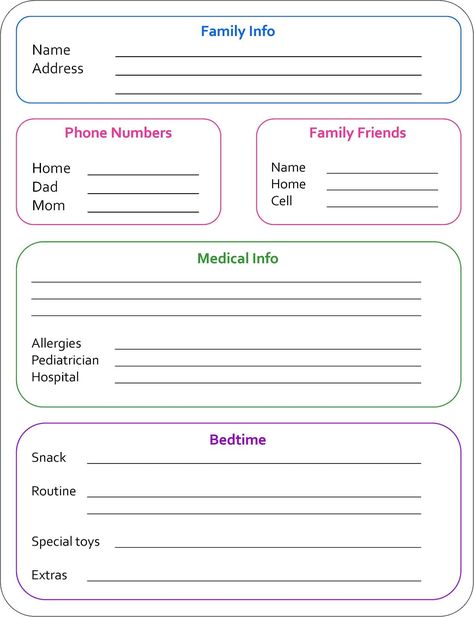 Random Bits: Babysitter Info Sheet {organization} Nanny Binder, Babysitter Checklist, Babysitting Bag, Babysitting Tips, Babysitting Business, Babysitting Kit, Babysitter Notes, Babysitting Flyers, Babysitting Activities