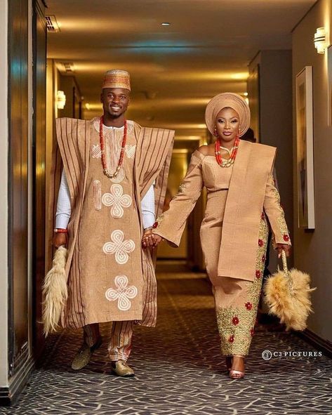 Yoruba bride and groom African Apparel, Nigerian Wedding Dresses Traditional, Nigerian Wedding Dress, Yoruba Bride, Nigerian Traditional Wedding, Nigerian Style, African Traditional Wedding Dress, African Wedding Attire, Traditional Wedding Attire