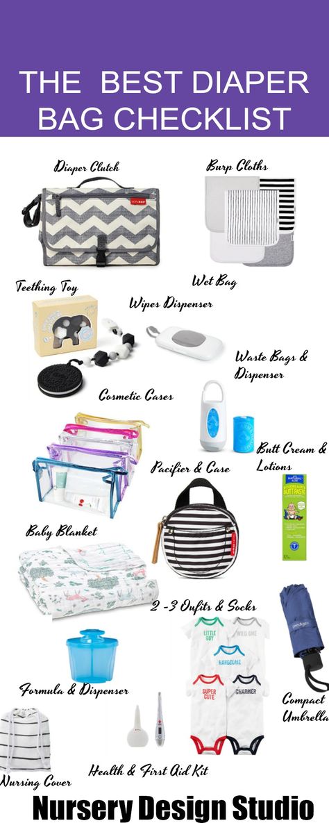 What should you pack in the diaper bag when venturing out? Here's a checklist of diaper bag essentials so you have a well stocked diaper bag and ready to handle messes like a pro. #diaperbagessentials Baby Registry Checklist Printable, Diaper Bag Checklist, Pacifier Case, Diaper Bag Organization, Diaper Bag Essentials, Baby Registry Checklist, Best Diaper Bag, Bag Checklist, Diaper Caddy