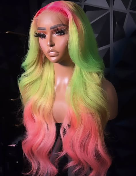 Exotic Wigs, Unique Wig Hairstyles, Png Wigs, Vacay Hairstyles, Diy Hair Wig, Ombre Lace Front Wig, Colorful Wigs, Hair Extensions For Short Hair, Frontal Wig Hairstyles