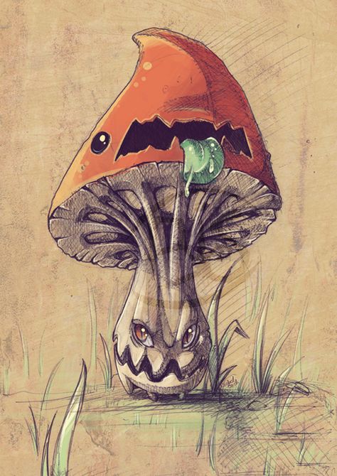 Evil Mushroom, Trippy Drawings, Mushroom Tattoos, Mushroom Drawing, Dark Artwork, Mushroom Art, Trippy Art, Hippie Art, Monster Art