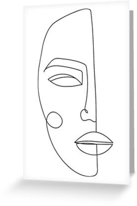 One Line Face, Nature Canvas Painting, Line Face, Face Line Drawing, Fashion Illustration Collage, Floral Logo Design, Cubist Art, Greeting Card Art, One Line Art