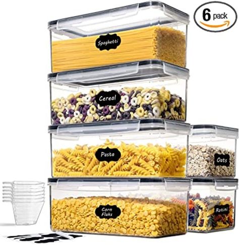 Airtight Pasta, Spaghetti Storage Containers Set with 6 Measuring Cups, BPA Free Plastic Food Containers with Lids for Kitchen, Pantry Organization and Storage Pasta Containers, Pasta Storage, Kitchen Pantry Organization, Pantry Containers, Airtight Storage, Plastic Food Containers, Food Storage Container Set, Airtight Food Storage, No Noodle Lasagna