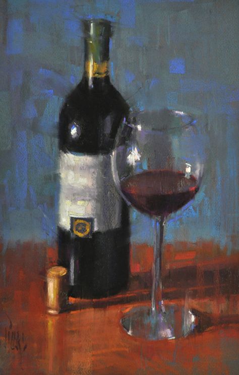 A Glass of Red Shadow Painting, Bottle Drawing, Wine Painting, Still Life Paintings, Painted Wine Bottles, Life Paintings, Wine Art, Art Painting Gallery, Still Life Drawing