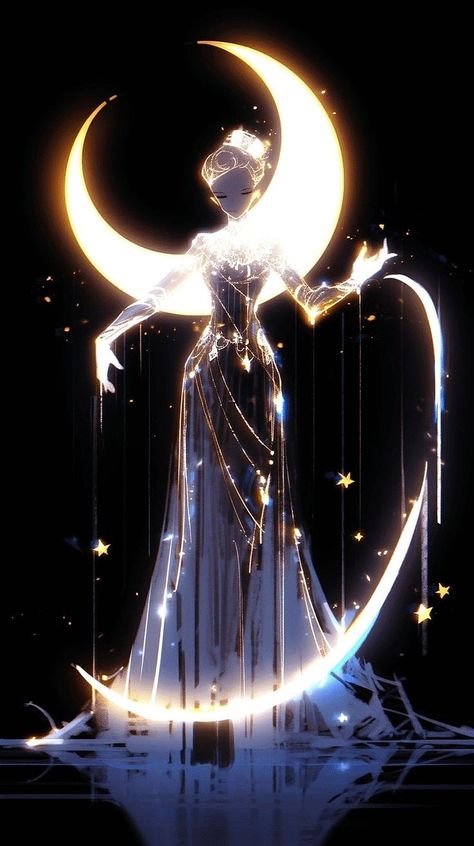 Dreamy Artwork, Celestial Art, Fantasy Concept Art, Dreamy Art, Moon And Stars, Beautiful Fantasy Art, Art Reference Poses, Fantasy Character Design, Pretty Art