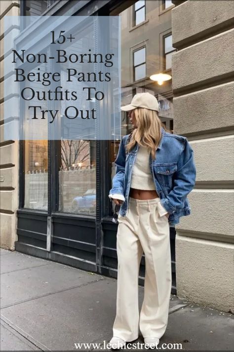 beige aesthetic, beige outfit, beige pants outfit, beige pant outfits, beige pants outfits, beige look Tan Loose Pants Outfit, Beige Knit Pants Outfit, Beige Track Pants Outfit, How To Wear Beige Pants, Cream Baggy Pants Outfit, Beige Pants Fall Outfit, Cream Pants Outfit Fall, Beige Pantalon Outfit, Beige Palazzo Pants Outfit