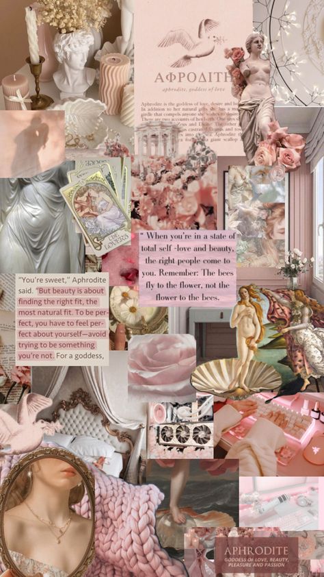 This is a beautiful collage vision board with Aphrodite inspired with pink gold, feminine and gamer girl vibes Gamer Girl Bedroom, Gamer Girl Aesthetic, Bedroom Decor Pink, Aphrodite Aesthetic, Pink Feminine, Aphrodite Goddess, Desk Bed, Goddess Aesthetic, Aesthetic Gold