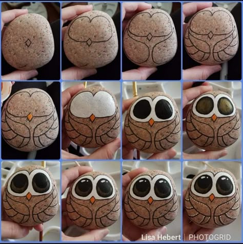 Owl Rocks, Garden Rock Art, Stones Garden, Diy Rock Art, Stone Art Painting, Painted Rocks Kids, Stones Art, Painted Rocks Craft, Owl Crafts