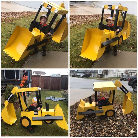 Backhoe Halloween Costume, Diy Cardboard Construction Vehicles, Diy Skid Steer Costume, Backhoe Costume, Digger Costume, Construction Theme Preschool, Outfits For Halloween, Construction Theme Birthday Party, Best Costumes