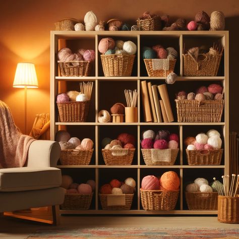 Yarn Storage Aesthetic, Wool Storage Ideas, Storage And Organization Small Spaces, Crochet Organizer Storage Ideas, Felt Organization, Crochet Craft Room, Yarn Organization Ideas, Yarn Storage Ideas Small Spaces, Yarn Storage Ideas