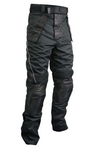 Xelement CF2131 Mens Black Tri-Tex/Leather Motorcycle Racing Pants