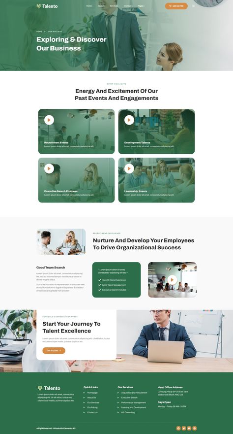 Talento - Talent Management & Recruiter Elementor Template Kit Html Template Website, Office Website Design, About Us Web Page Design, Research Website Design, Video Section Web Design, Website Template Design Layout, Careers Page Web Design, Why Choose Us Web Design, About Us Website Design