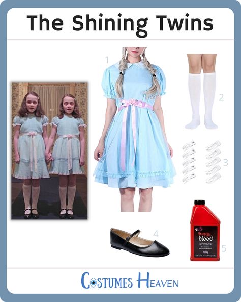 Shinning Twins Costume Diy, Twins Dress To Impress, Grady Twins Costume, Shining Twins Costume, Carnaval Inspo, The Grady Twins, White Hair Clips, Grady Twins