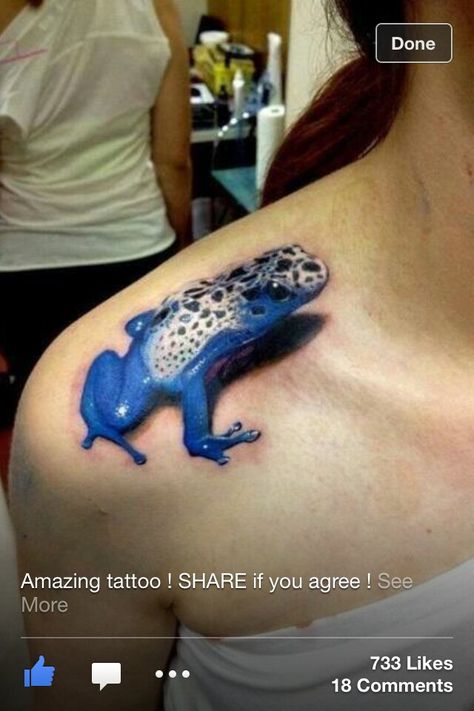 Froggy Tree Frog Tattoos, Best 3d Tattoos, Amazing 3d Tattoos, Tier Tattoo, Blue Frog, Frog Tattoo, Tattoo Trend, Frog Tattoos, D Tattoo