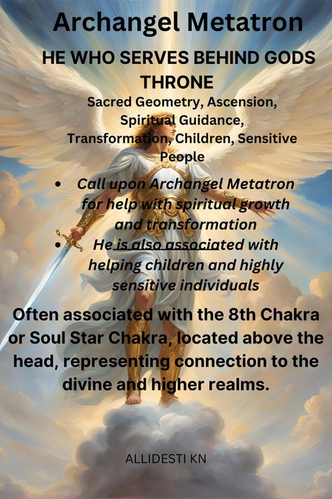 Archangel Metatron guides us on our spiritual journey, helping us to access higher levels of consciousness. Call on him for support with transformation and spiritual growth. #archangelmetatron #transformation #ascension #spiritualgrowth #sacredgeometry #sensitivepeople #children Arc Angels, Metatron Angel, Angel Guides, Arc Angel, Angelic Reiki, Angel Therapy, Archangel Uriel, Archangel Prayers, Angel Spirit