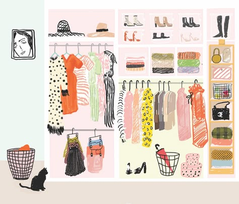 How To Organize Your Closet Once And For All | Chatelaine How To Organize Your Closet, Dress Clipart, Clothes Illustration, Organize Your Closet, Closet Organization Ideas, Garment Racks, How To Organize, Design Your Home, Chatelaine