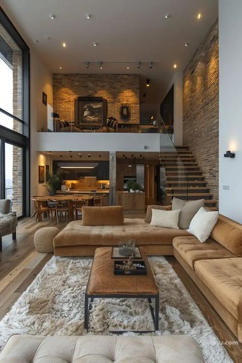 Modern Loft House Design Ideas for Stylish Living - Puqqu Industrial Interior Design Small House, Small Loft Living Room, Living Room Loft Ideas, Small Elegant Living Room, Modern Loft House Design, Mezzanine Living Room, Small Loft Ideas, Mezzanine House Design, Loft Style Living Room