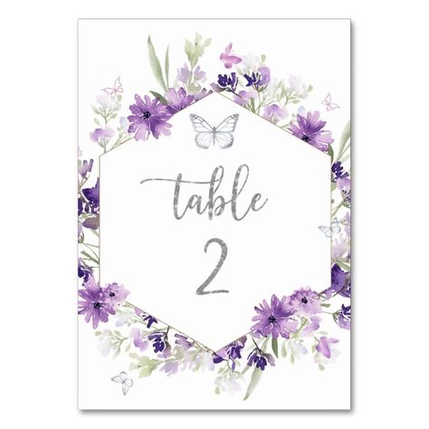 Quince Table, Butterfly Quinceanera Theme, Butterfly Themed Birthday Party, Silver Butterflies, Purple Wildflowers, Butterfly Table, Quinceanera Themes, Quince Ideas, Butterfly Baby Shower