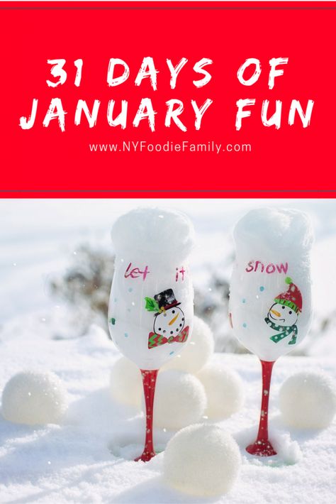 A guide with some ideas and tips to help you have 31 days of January fun! Make the most of this month and hopefully get inspired with some of these suggestions! January Family Activities, January Fun, Free Family Activities, Winter Things, Theme Days, Weird Holidays, Winter Recipes, Fun Family Activities, Family Night