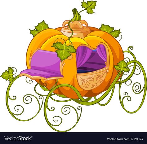 Pumpkin Turn into a Carriage for Cinderella Vector Image Cinderella Illustration, Pumpkin Cinderella, Cinderella Clipart, Real Cinderella, Cinderella Sweet 16, Cinderella Pumpkin Carriage, Cinderella Art, Creative Pumpkin Carving, Cinderella Pumpkin