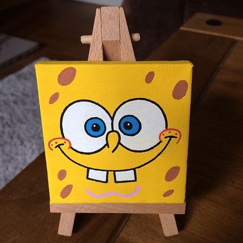 Miniature Art Drawing, Spongebob Art Painting, Easy Marker Art Simple, Mini Character, Mini Toile, Posca Markers, Spongebob Painting, Sky Art Painting, Posca Art