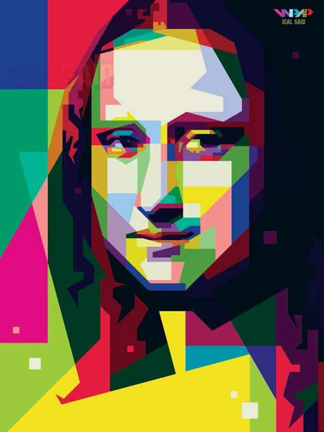 Portrait of Monalisa in WPAP Wpap Art, Afrique Art, Pop Art Portraits, Art Parody, Pop Art Painting, Sky Art, Abstract Portrait, Pin Board, Bob Marley