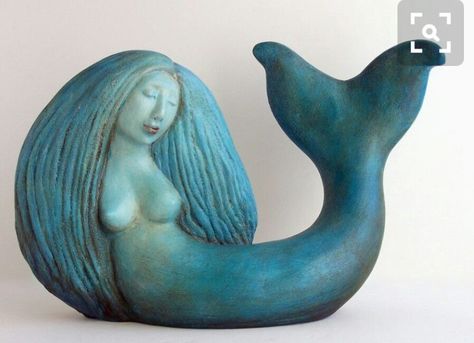 Lady Of The Sea, Elizabeth Ostrander, Mermaid Sculpture, Mermaid Statues, Mermaid Crafts, Maine Art, Sculptures Céramiques, Paper Mache Crafts, Mermaid Dreams