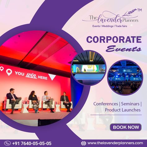 Ready to host your next corporate event? Planning for an unforgettable experience doesn’t have to be complicated. Let’s create an amazing experience for everyone. Contact us now and let us plan the perfect day for your #company! 𝐂𝐨𝐧𝐭𝐚𝐜𝐭 𝐔𝐬: 📞+91 7640-05-05-05 🌐https://thelavenderplanners.com/ #thelavenderplanners #corporateevents #events #eventplanner #wedding #eventplanning #weddings #party #event #eventprofs #corporate #eventmanagement #weddingplanner Corporate Event Management, Wedding Organiser, Media Event, Corporate Event Design, Corporate Event Planner, Designer Board, Event Planning Services, Corporate Event Planning, Event Management Company