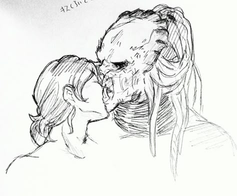 Kiss(?) Xenomorph Fanart, Yautja Fanart, Predator Fanart, Monster Lover, Predator Artwork, Predator Yautja, Predator Alien Art, Predator Movie, Alien Artwork