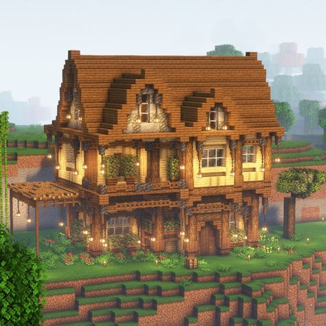 Minecraft, Minecraft survival, builds, mc builds, Minecraft builds, Survival Mc House, Cottage Core Mansion Minecraft, Minecraft Farmhouse Layout, Spruce Minecraft Cottage, Big House In Minecraft, Survival Houses Minecraft, Minecraft Lodge House, Minecraft House 2 Story, Cute Easy Starter Homes Minecraft