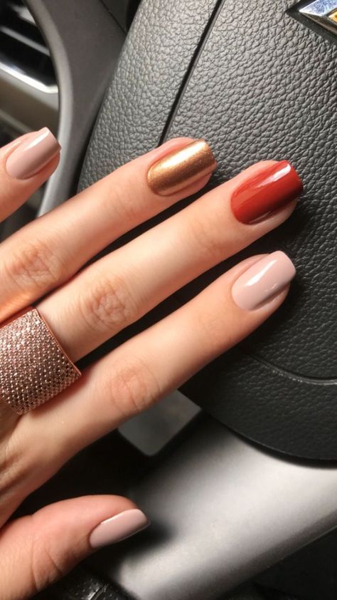 Autumn Nail Colours 2023, Fallnails Autumn 2023, Multicolor Fall Nails, Business Nails Professional, Autumn Nails 2023, Acrygel Nails, February Nails, Short Nails Art, Fall Nail Art