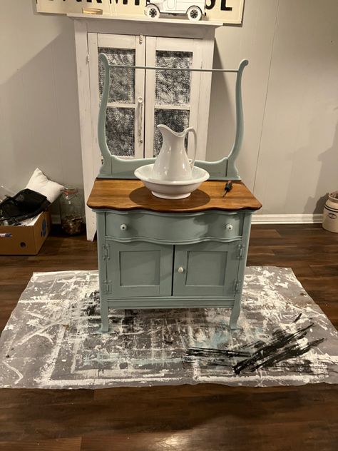 Dry Sink Decor Ideas, Hoosier Cabinet Makeover, Antique Makeup Vanities, Cape Cod Bathroom, Cabinet Restoration, Antique Wash Stand, Hoosier Cabinet, Sink Decor, Furniture Redos