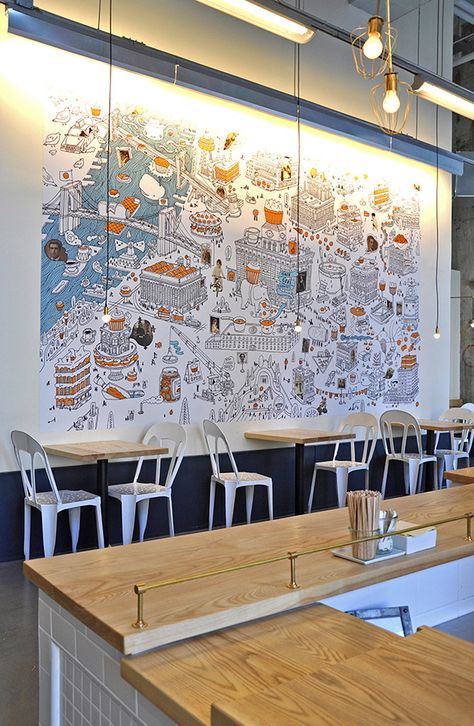 Frances Mildred Restaurant Murals, Restaurant Mural, Illustration Mural, Map Mural, Office Mural, Map Murals, Decoration Restaurant, Map Illustration, Cafe Wall