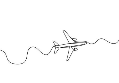 Plane Line Drawing, Travel Line Drawing, Plane Line Art, Airplane Line Art, Aeroplane Drawing, Travel Line Art, Aircraft Tattoo, Airplane Graphic, Icon Ig