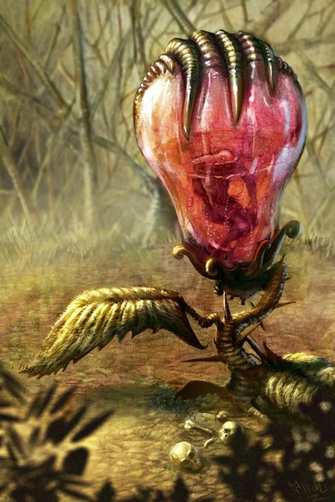 Artwork by Krzysztof Krygier Mellon Dnd Flower Monster, Plant Horror, Man Eating Plant, Plant Monster, Mysterious Universe, Alien Plants, Man Eating, Digital Art Gallery, Alien Concept Art