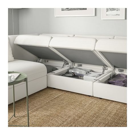 VALLENTUNA Modular corner sofa, 3-seat - with storage/Murum white - IKEA Ikea Vallentuna, Plywood Storage, Flexible Furniture, Comfy Reading, Airstream Interior, Comfortable Sectional, Sofa With Storage, Modular Corner Sofa, Steel Bed