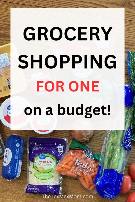 Budget Grocery Shopping for One Person - How to Save - The Tex-Mex Mom Grocery Shopping For One, Saving Money Grocery Shopping, Grocery Shopping On A Budget, Budget Grocery Shopping, Budget Grocery, Cheap Meal Plans, Cheap Groceries, Meal Plan Grocery List, Shopping On A Budget