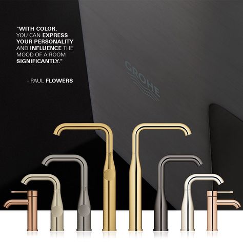 GROHE on Instagram: “Paul Flowers, Chief Design Officer LIXIL and the GROHE team created the GROHE Colors Collection, a powerful palette of long-lasting, high-…” Grohe Bronze, Colourful Bathroom Ideas, Grohe Bathroom, Colourful Bathroom, Spa Colors, Ideas Cocina, Sanitary Ware, Stainless Steel Bathroom, Bathroom Trends